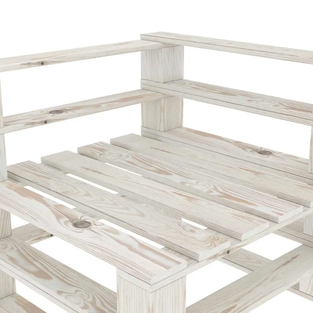 White Solid Pinewood Outdoor Sofa for 2