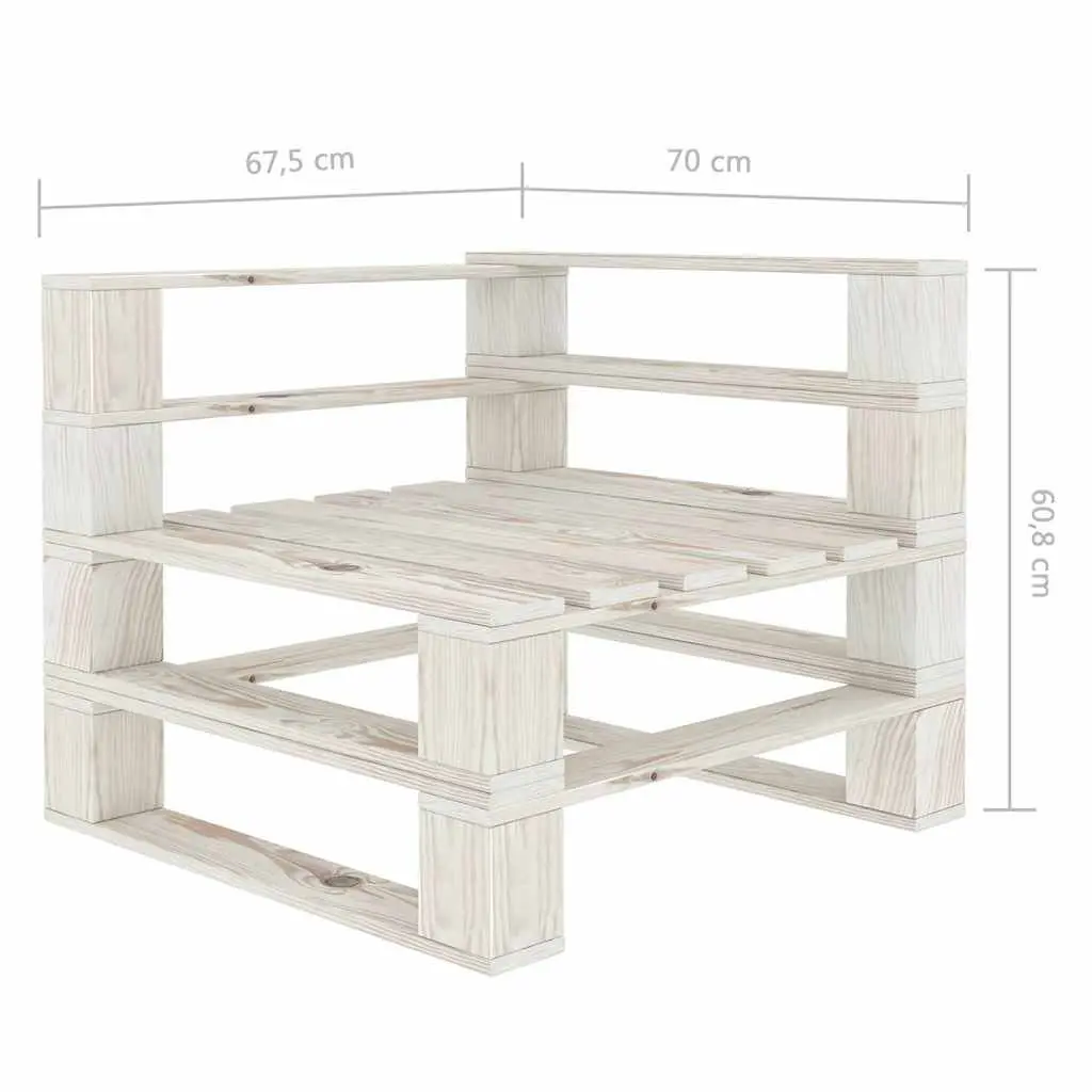 White Solid Pinewood Outdoor Sofa for 2