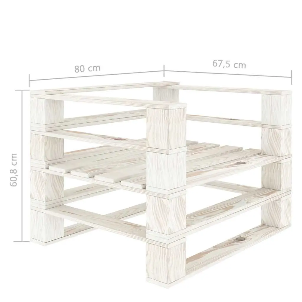 5 Piece Garden Pallet Lounge Set Outdoor Furniture White Wooden Sofa Coffee Table