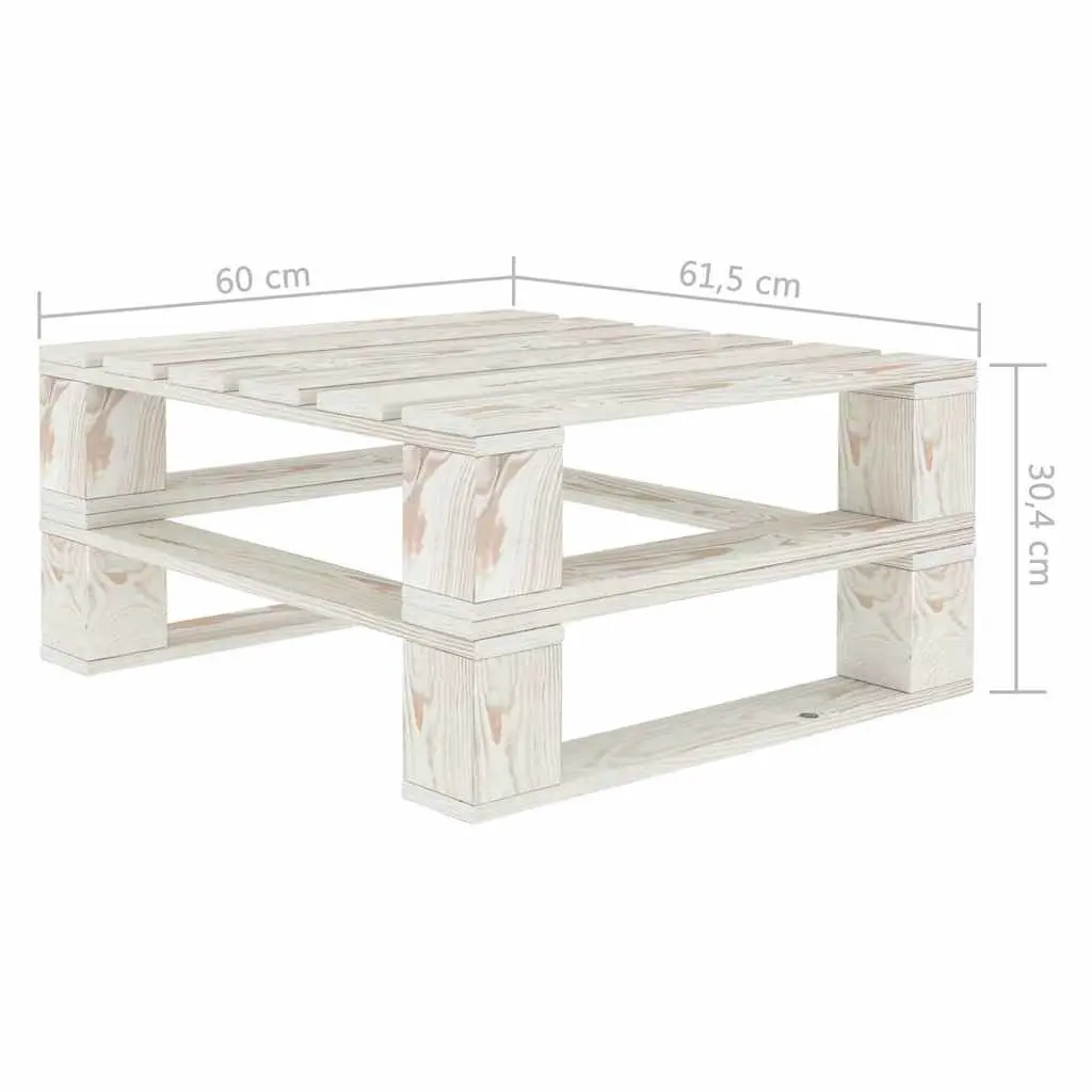 5 Piece Garden Pallet Lounge Set Outdoor Furniture White Wooden Sofa Coffee Table