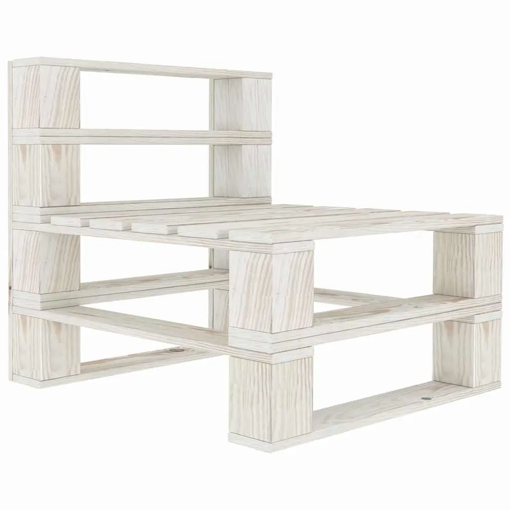5 Piece Garden Pallet Lounge Set Outdoor Furniture White Wooden Sofa Coffee Table