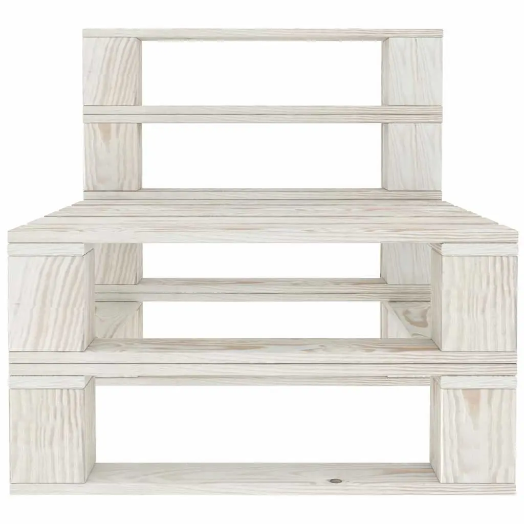 5 Piece Garden Pallet Lounge Set Outdoor Furniture White Wooden Sofa Coffee Table