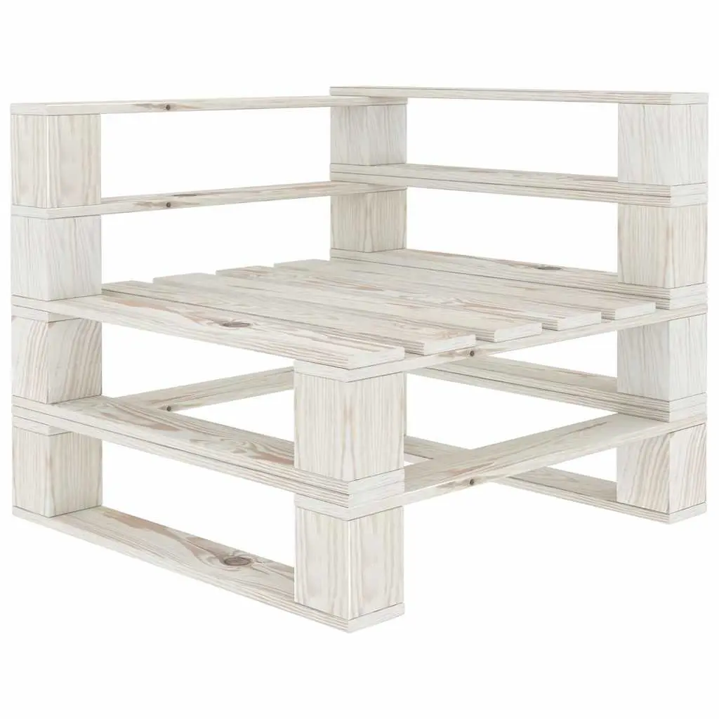 5 Piece Garden Pallet Lounge Set Outdoor Furniture White Wooden Sofa Coffee Table
