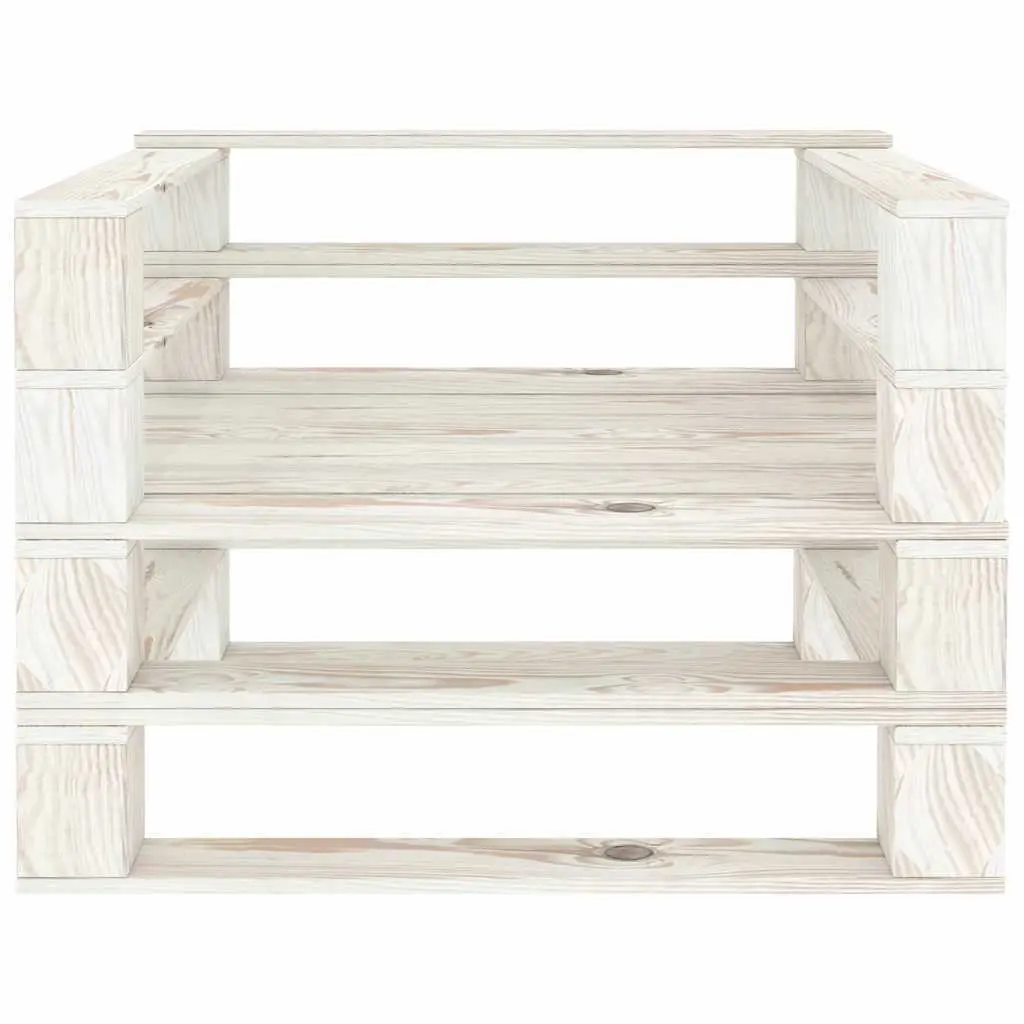 5 Piece Garden Pallet Lounge Set Outdoor Furniture White Wooden Sofa Coffee Table
