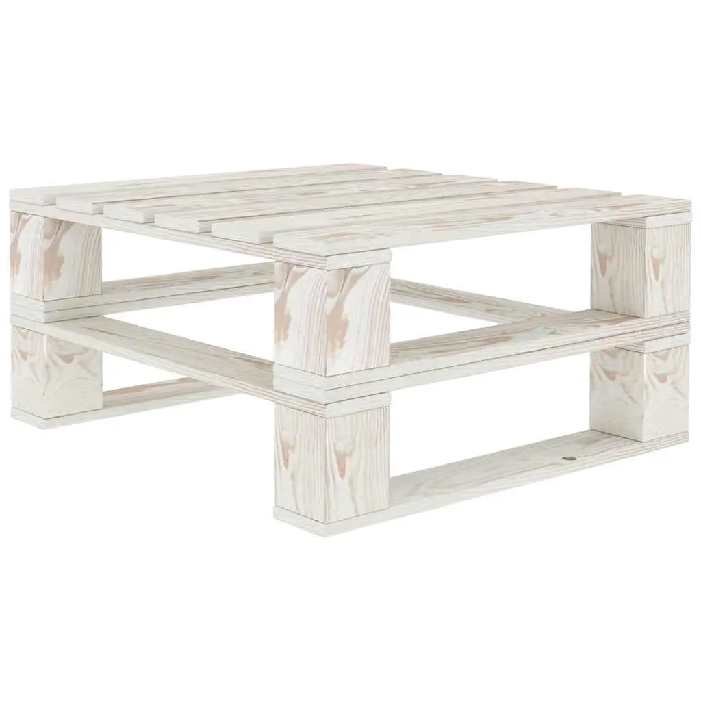 5 Piece Garden Pallet Lounge Set Outdoor Furniture White Wooden Sofa Coffee Table