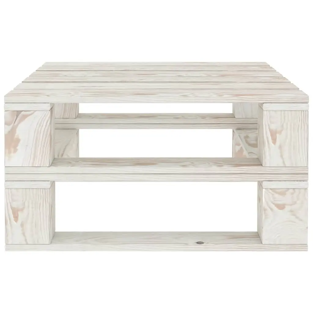5 Piece Garden Pallet Lounge Set Outdoor Furniture White Wooden Sofa Coffee Table