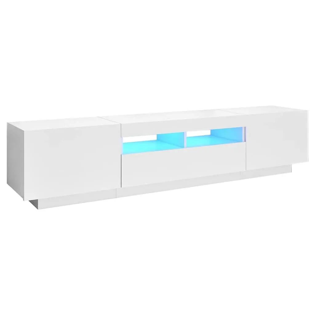 TV Cabinet Media Storage Unit 180x35x40 cm White with RGB LED Lights