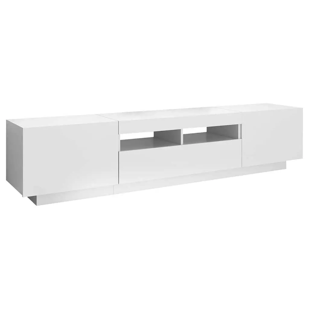 TV Cabinet Media Storage Unit 180x35x40 cm White with RGB LED Lights