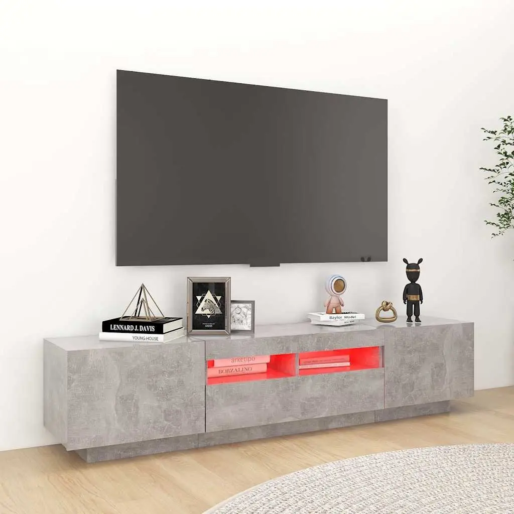 TV Cabinet Media Storage Unit 180cm Grey with RGB LED Lights