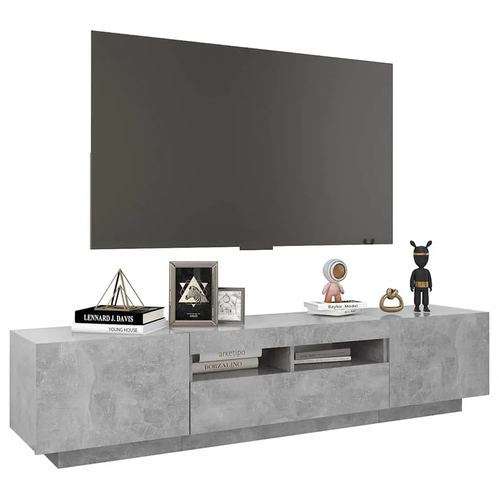 TV Cabinet Media Storage Unit 180cm Grey with RGB LED Lights