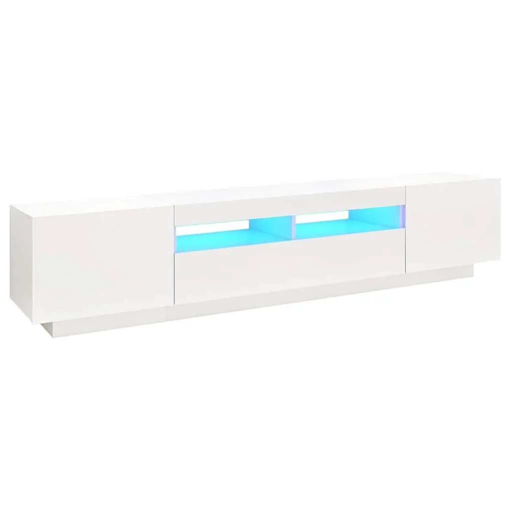 TV Cabinet RGB LED Lights White Living Room Storage Unit 200x35x40 cm