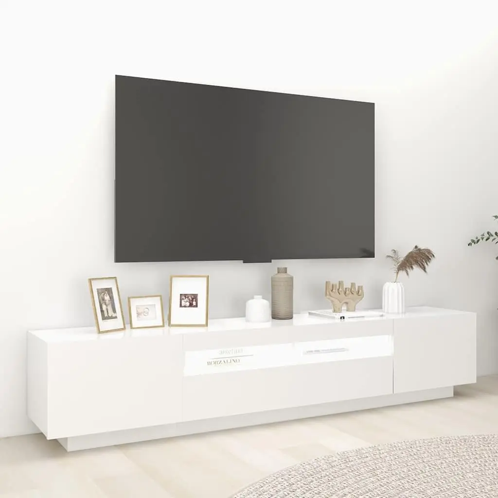TV Cabinet RGB LED Lights White Living Room Storage Unit 200x35x40 cm