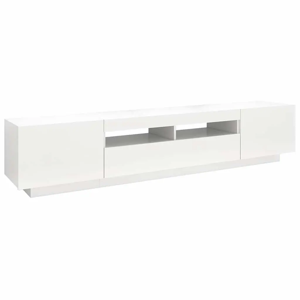 TV Cabinet RGB LED Lights White Living Room Storage Unit 200x35x40 cm