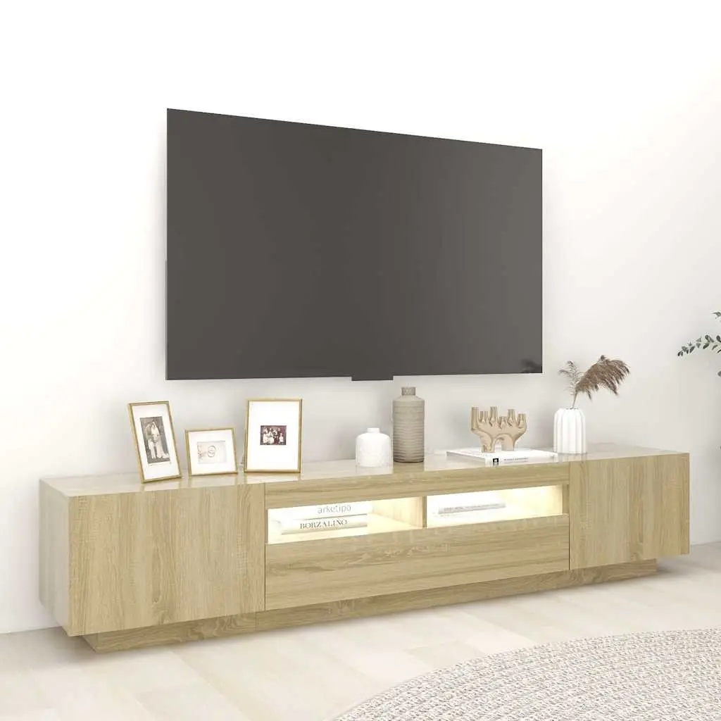 TV Cabinet Storage Unit Media Console with LED Lights Brown Sonoma Oak