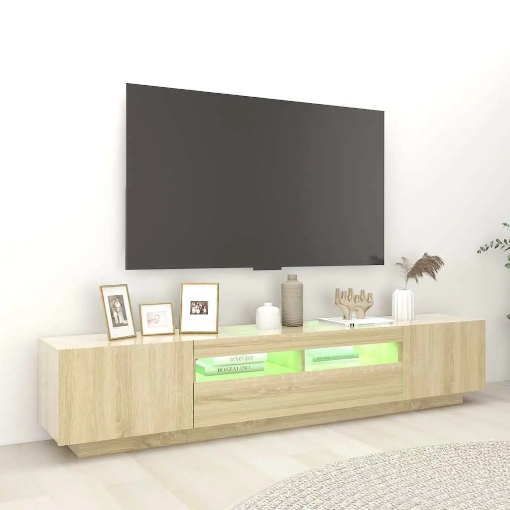 TV Cabinet Storage Unit Media Console with LED Lights Brown Sonoma Oak