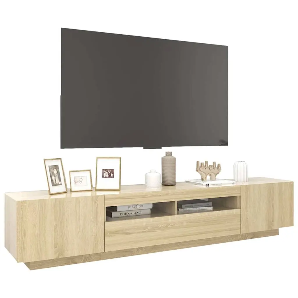 TV Cabinet Storage Unit Media Console with LED Lights Brown Sonoma Oak