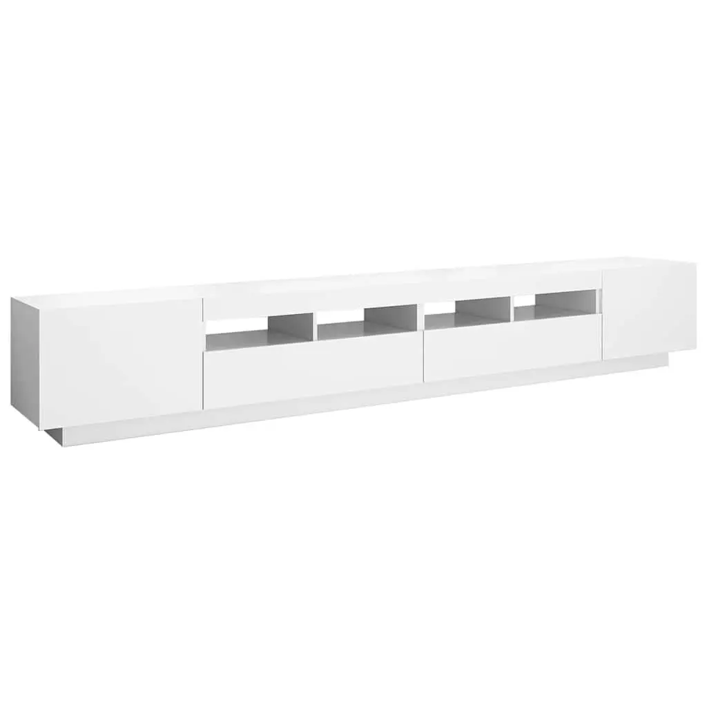 TV Cabinet Media Storage Unit 260x35x40cm White with LED Lights