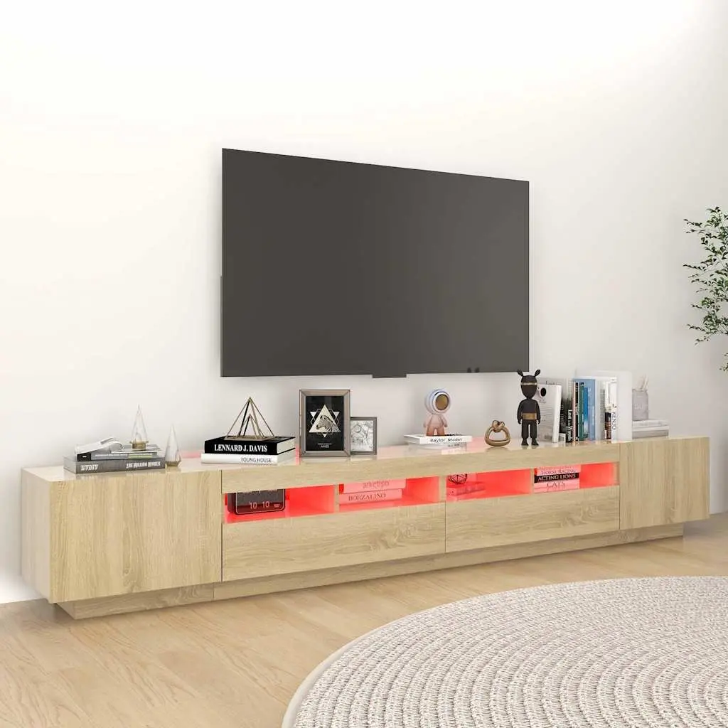 TV Cabinet RGB LED Lights Storage Media Sonoma Oak 260x35x40 cm