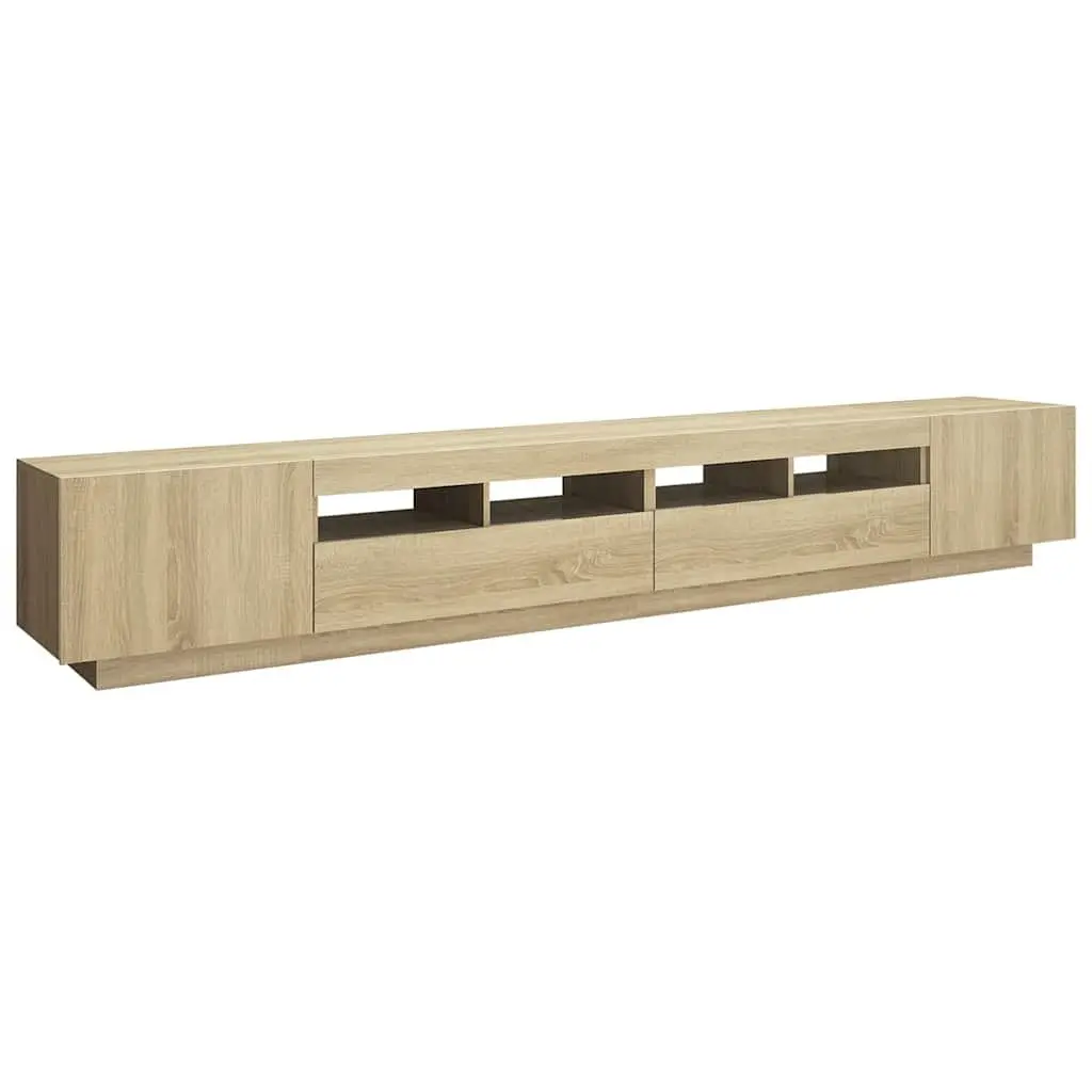 TV Cabinet RGB LED Lights Storage Media Sonoma Oak 260x35x40 cm
