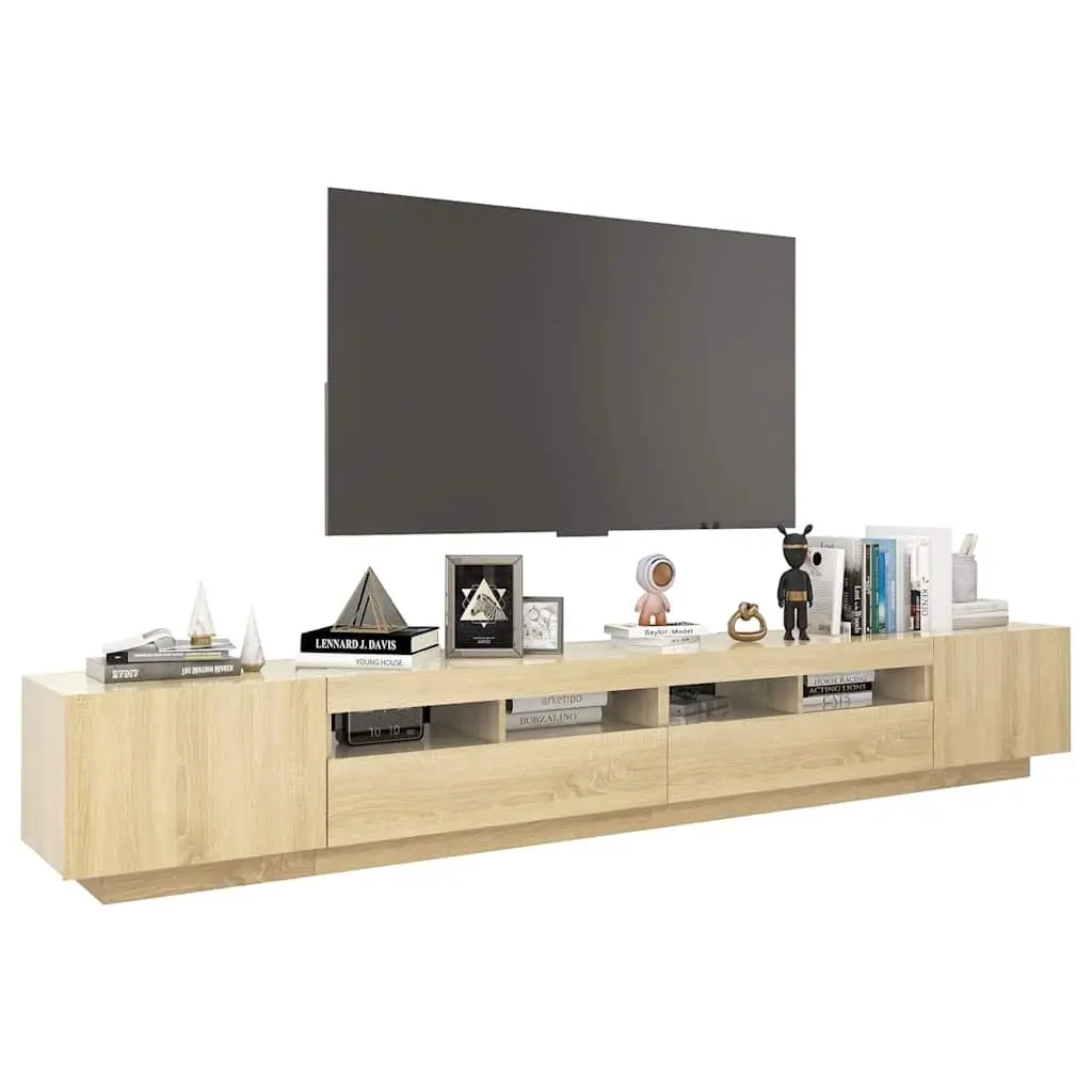 TV Cabinet RGB LED Lights Storage Media Sonoma Oak 260x35x40 cm