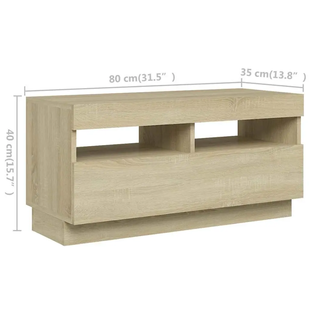 TV Cabinet RGB LED Lights Storage Media Sonoma Oak 260x35x40 cm