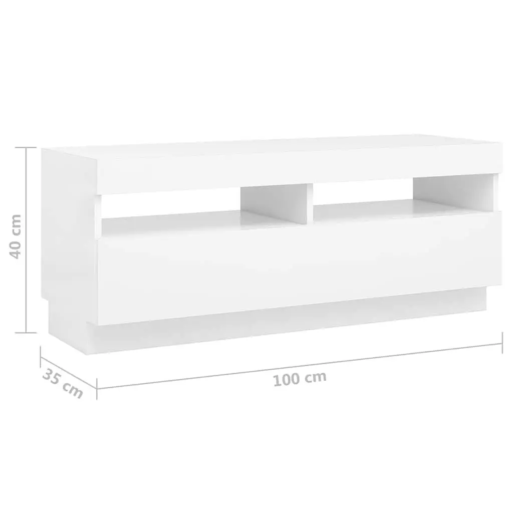TV Cabinet Media Storage Unit 300cm White with LED Lights