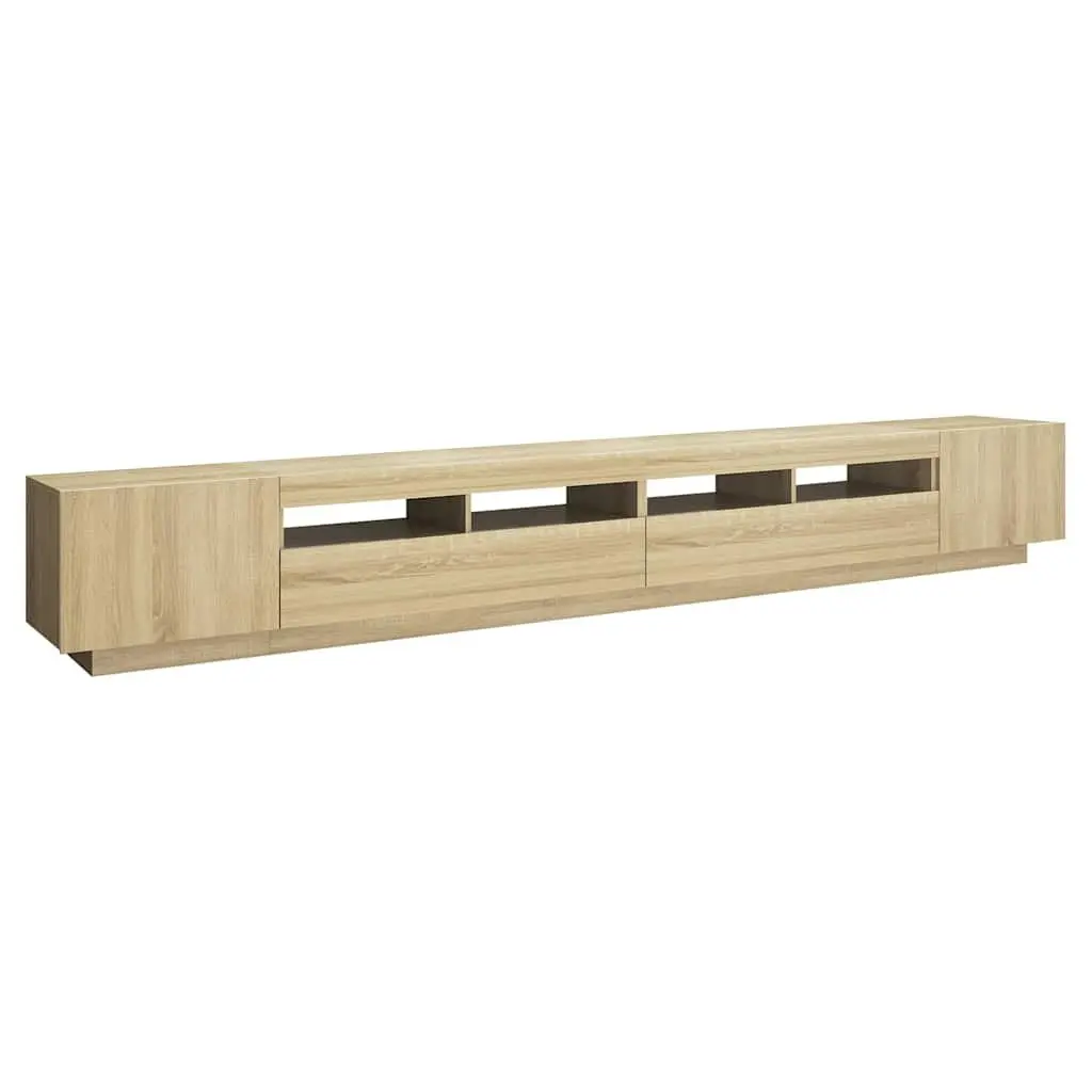 TV Cabinet Media Storage Unit RGB LED Lights Brown Wood 300x35x40cm