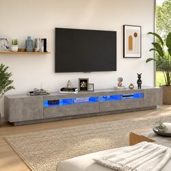 Practical Grey TV Cabinet with RGB Lights and Storage