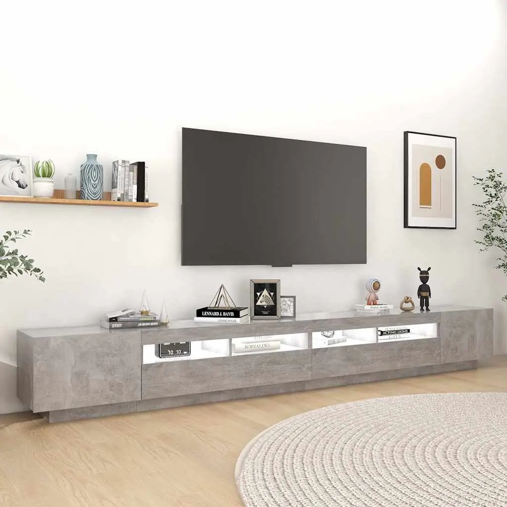 TV Cabinet RGB LED Lights Modern Living Room Media Storage Unit Grey 300 x 35 x 40 cm