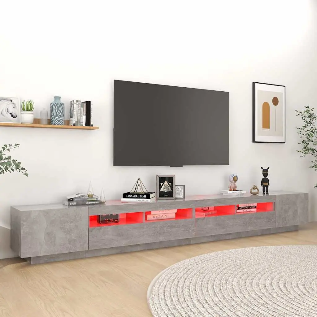 TV Cabinet RGB LED Lights Modern Living Room Media Storage Unit Grey 300 x 35 x 40 cm