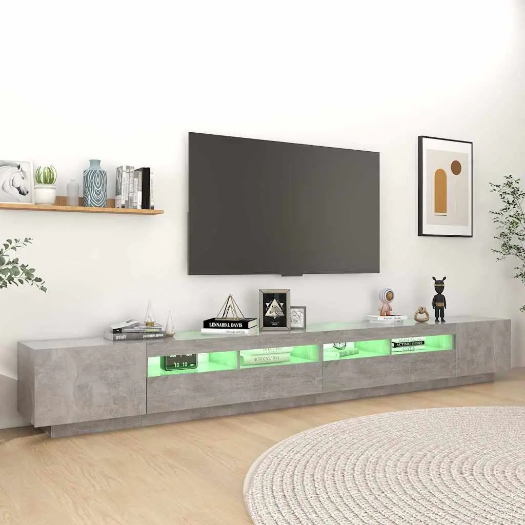 TV Cabinet RGB LED Lights Modern Living Room Media Storage Unit Grey 300 x 35 x 40 cm