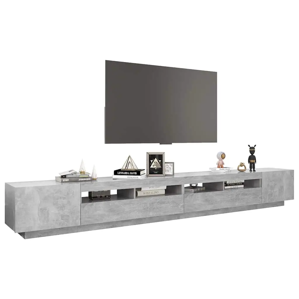 TV Cabinet RGB LED Lights Modern Living Room Media Storage Unit Grey 300 x 35 x 40 cm