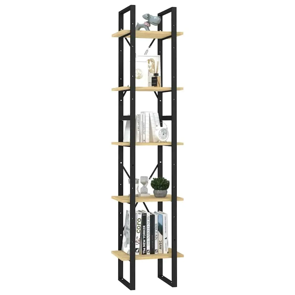 5-Tier Wooden Book Cabinet Brown Bookshelf Storage Shelving Unit 40x30x175cm