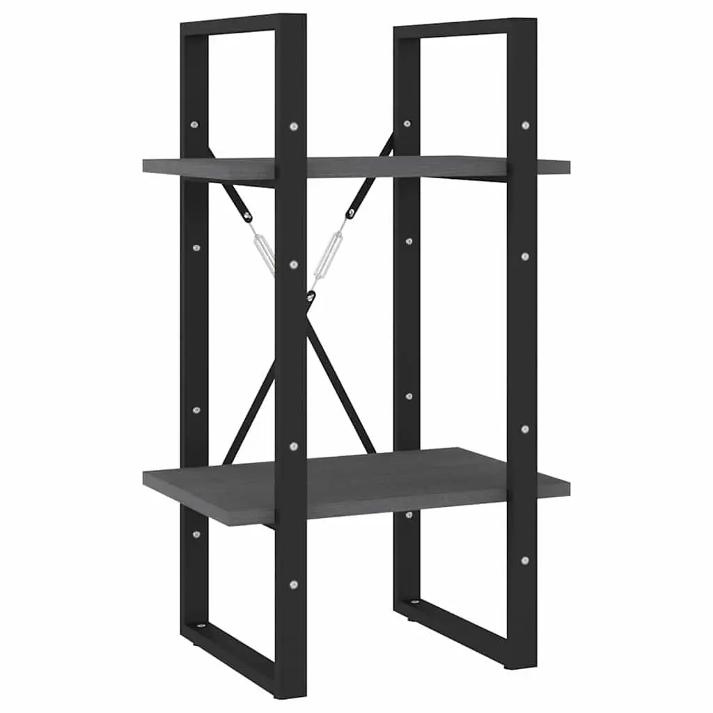 5-Tier Book Cabinet Storage Shelving Unit 40x30x175cm Grey Pinewood Metal Frame