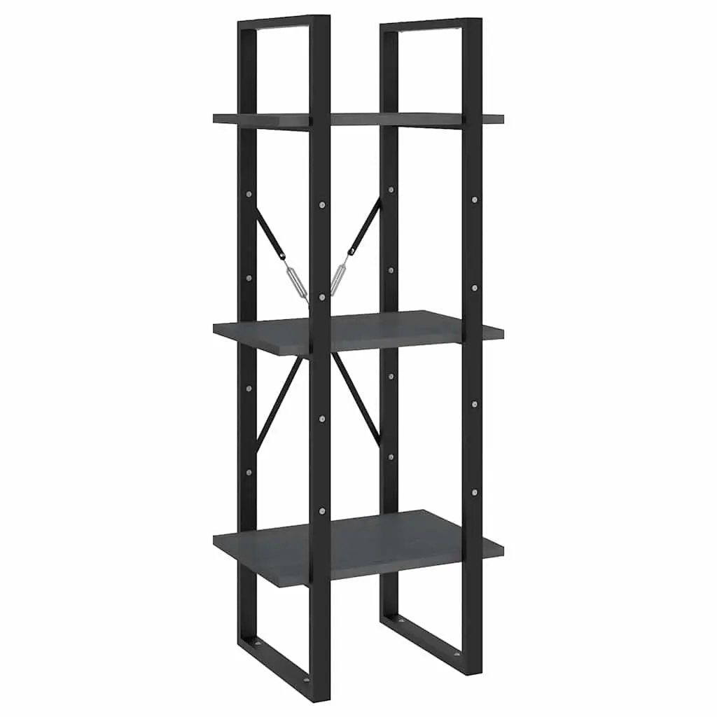 5-Tier Book Cabinet Storage Shelving Unit 40x30x175cm Grey Pinewood Metal Frame