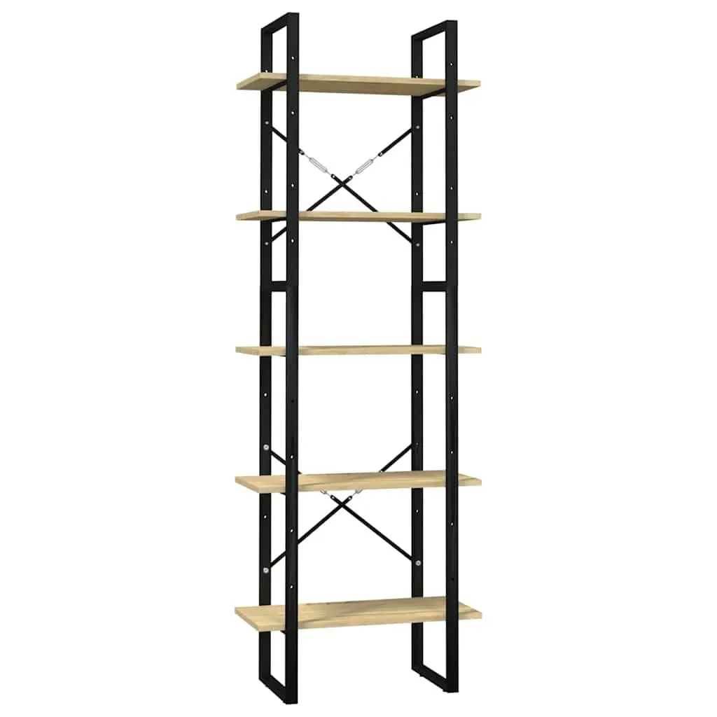 5-Tier Book Cabinet Shelving Unit Organizing Display 60x30x175 cm Brown Wooden