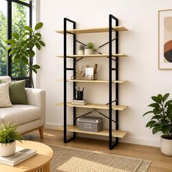 5-Tier Book Cabinet Storage Shelving Unit 100x30x175cm Wooden Bookcase Display