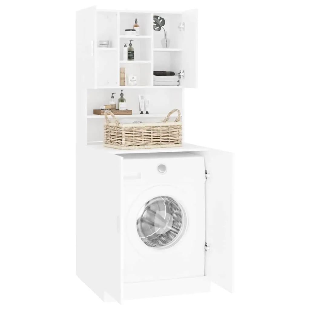 Washing Machine Cabinet Storage Bathroom Laundry Room Organizer White