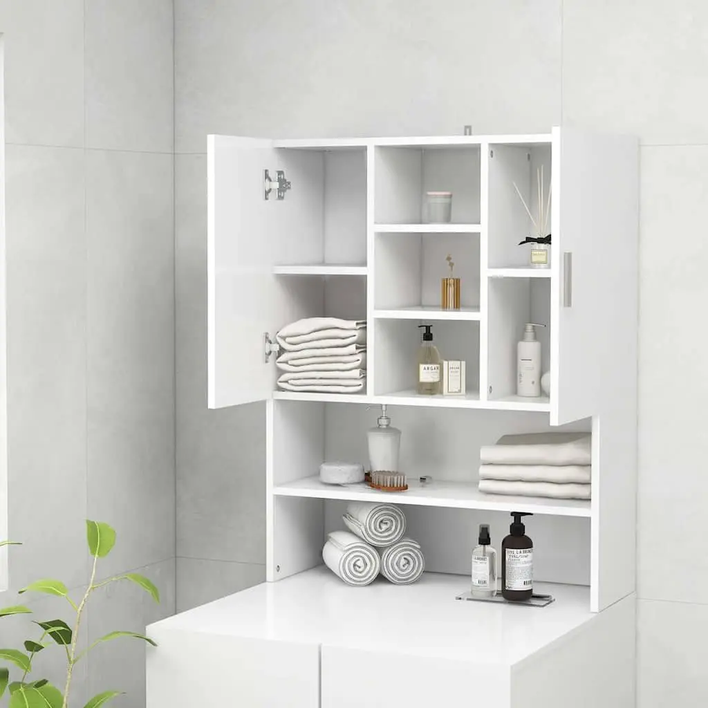 Washing Machine Cabinet Storage Bathroom Laundry Room Organizer White