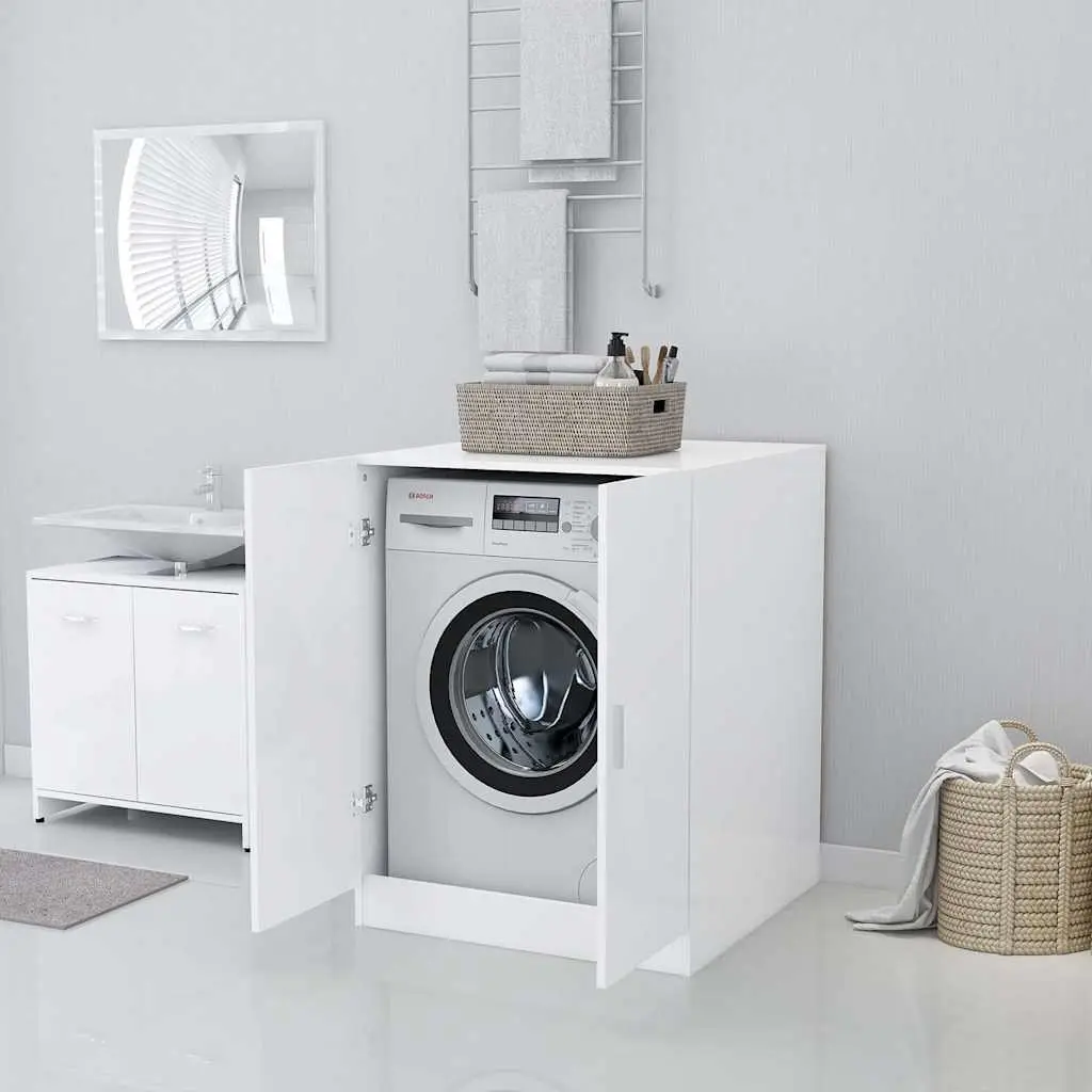 Washing Machine Cabinet Storage Bathroom Laundry Room Organizer White