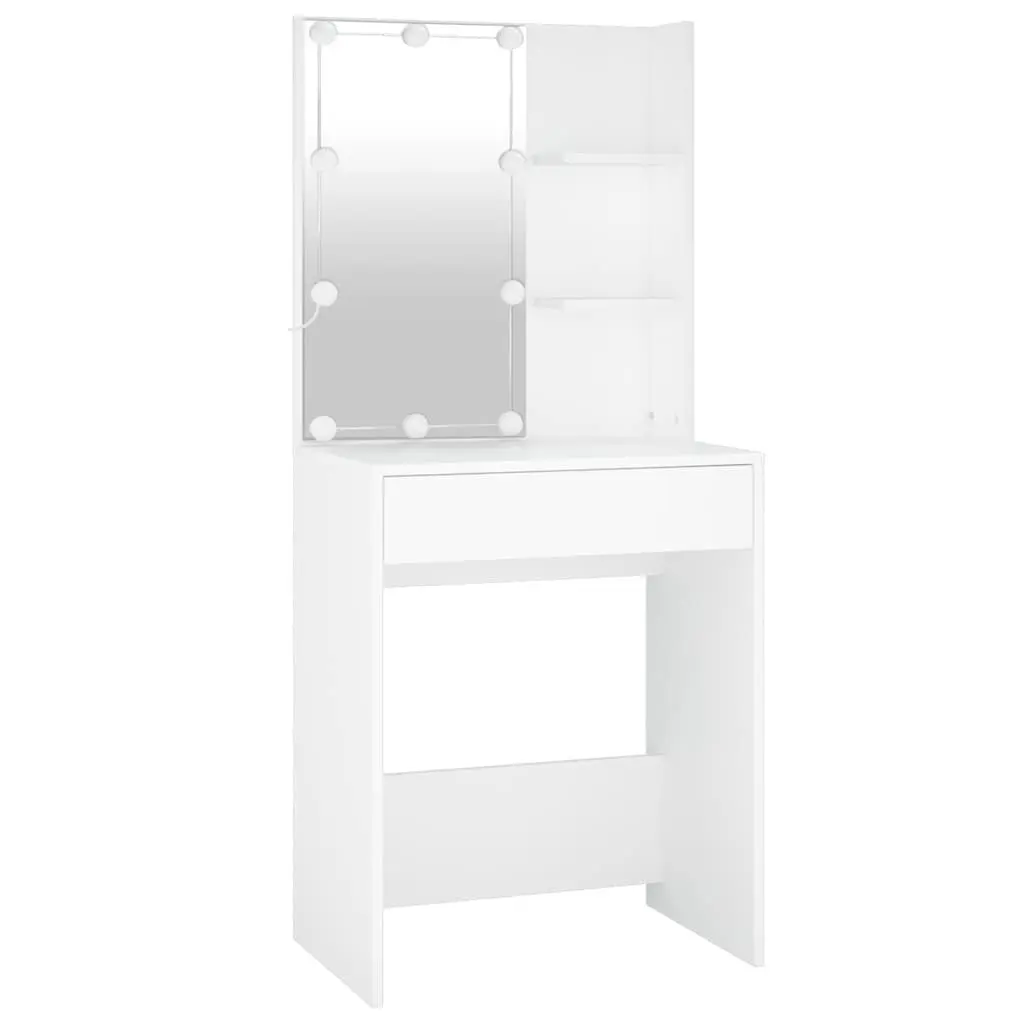LED Dressing Table with Cabinet White Bedroom Vanity Mirror Storage Makeup