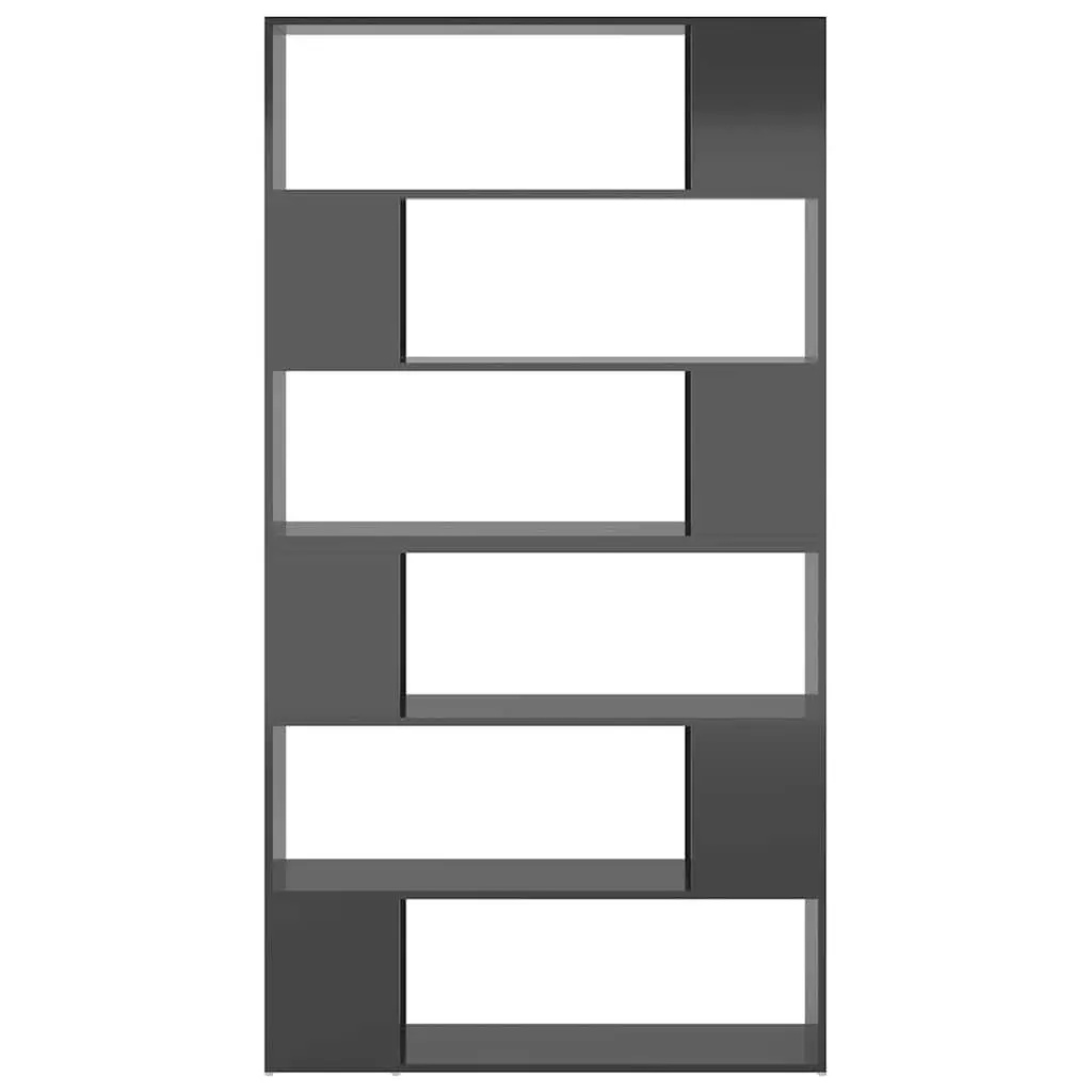 Book Cabinet Room Divider Standing Shelf High Gloss Grey Storage Organiser