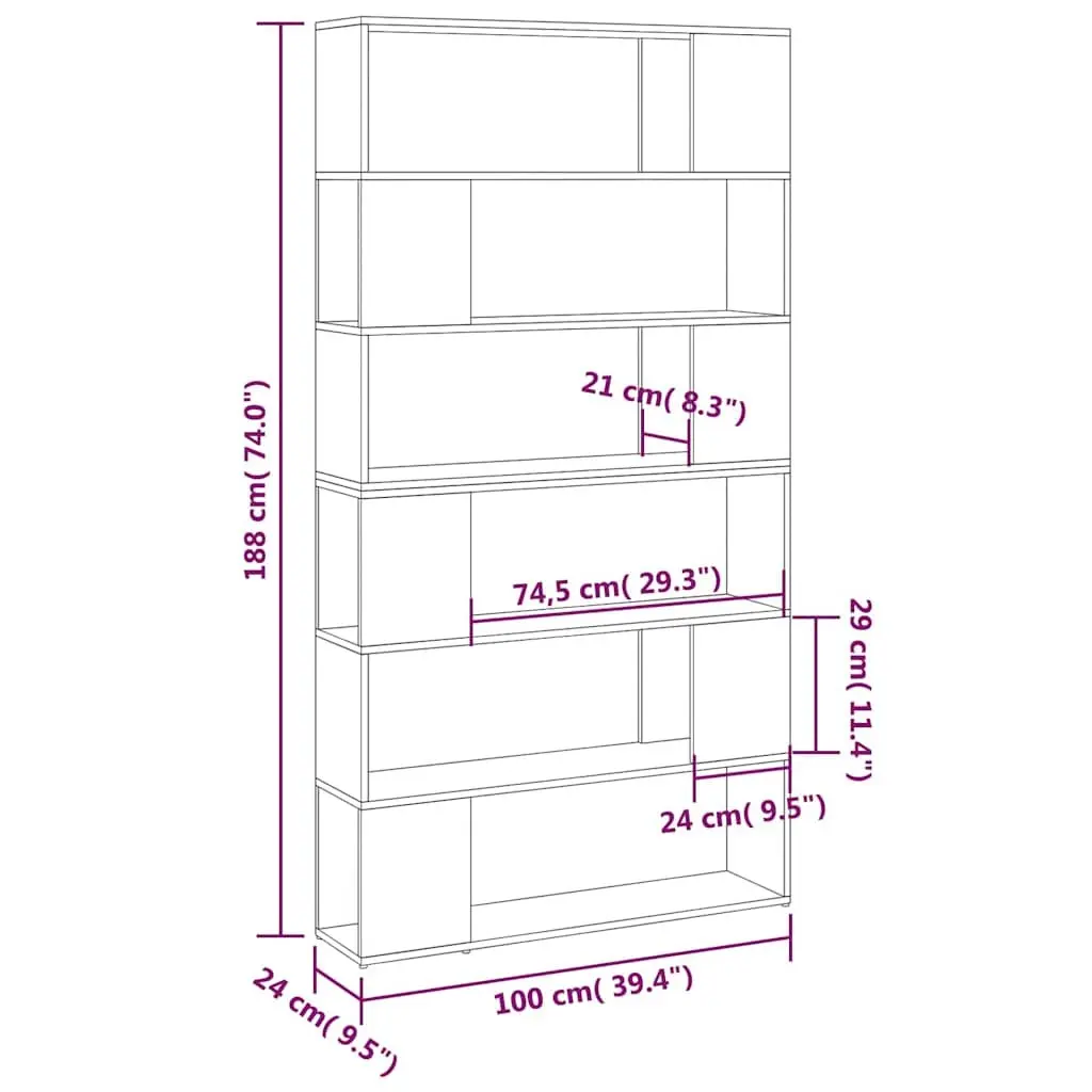 Book Cabinet Room Divider Standing Shelf High Gloss Grey Storage Organiser