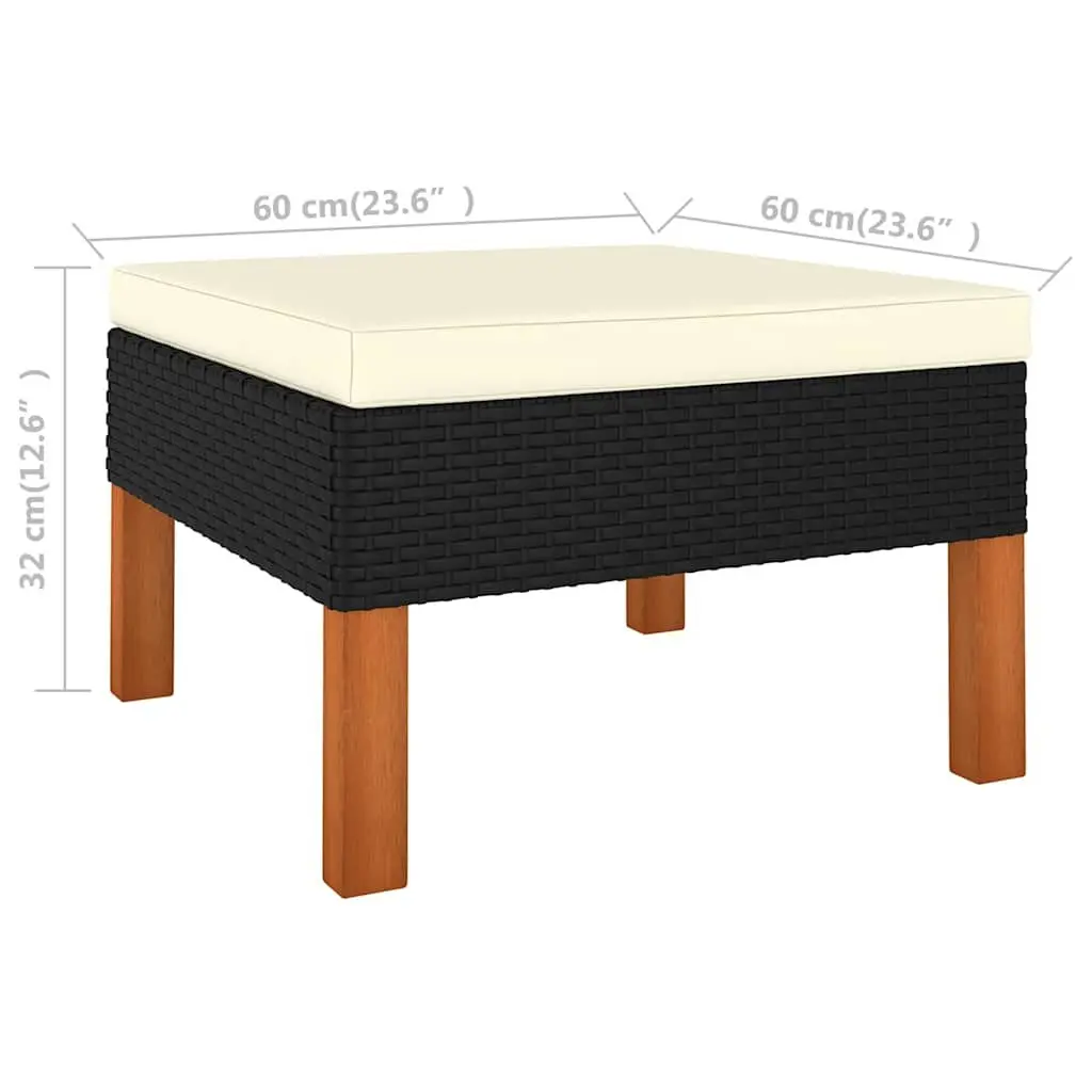 Garden Lounge Set 7 Piece Outdoor Sofa Poly Rattan Eucalyptus Wood Black