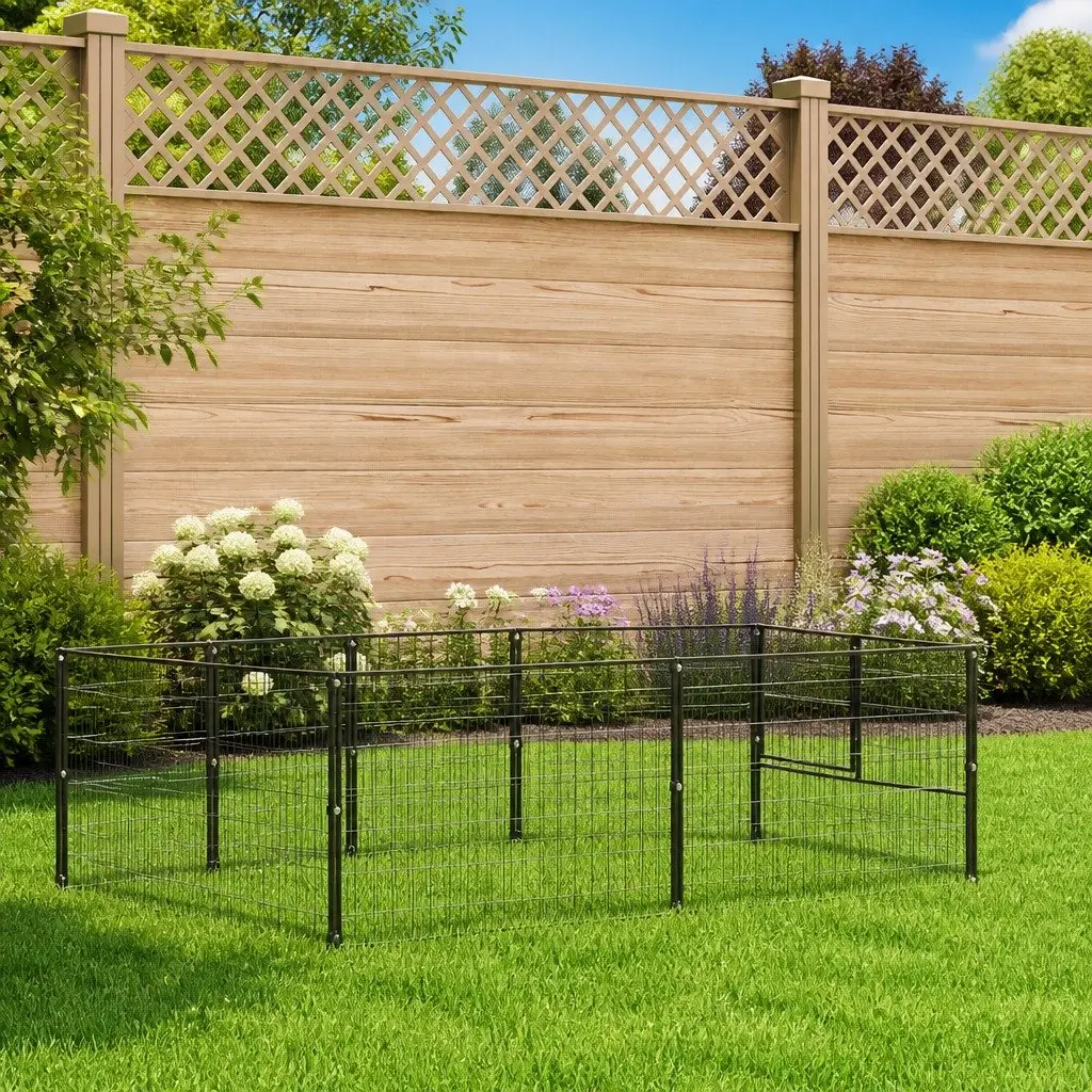 Dog Kennel Outdoor Enclosure 5 m² Steel Wire Mesh Black Pet Cage Run Play Area