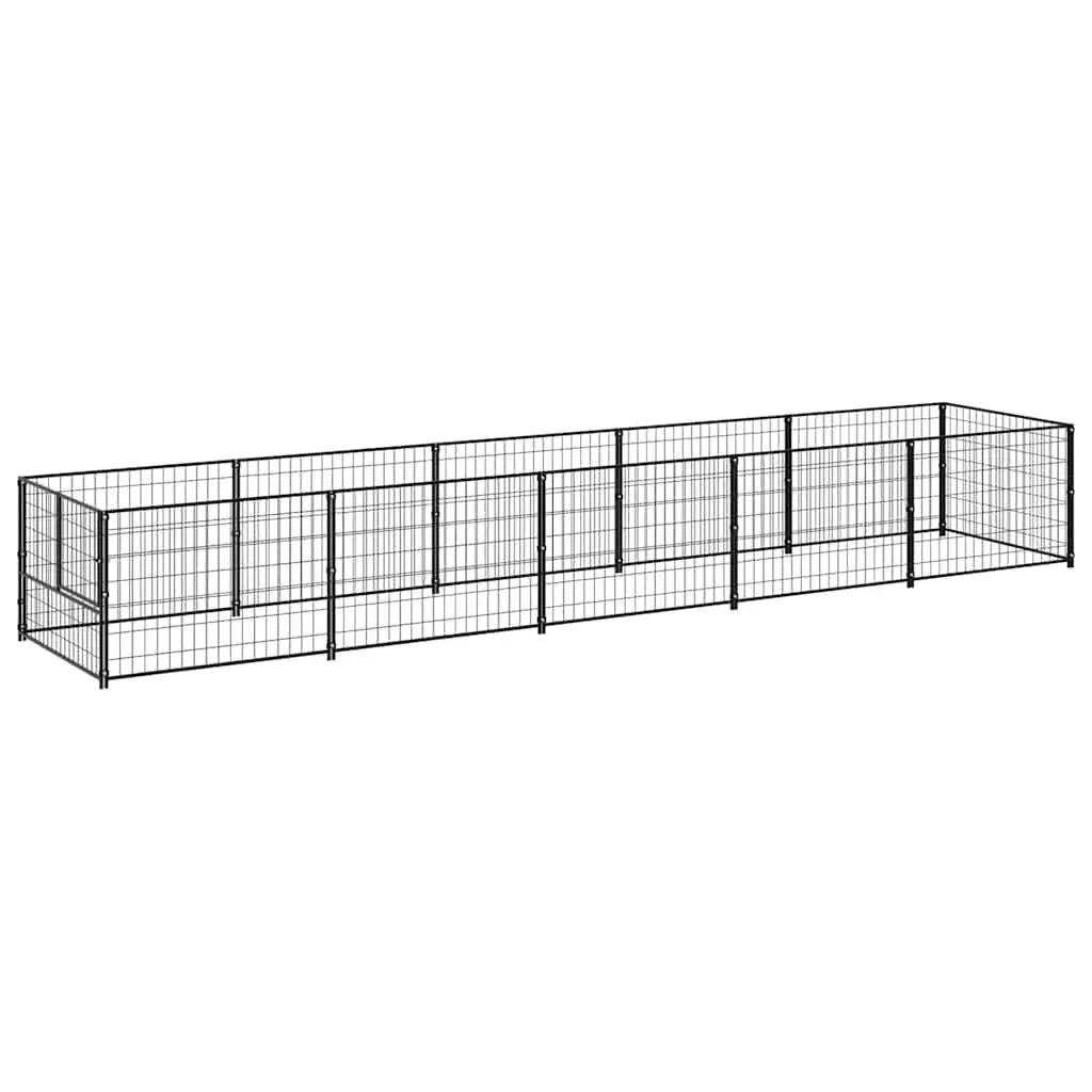 Dog Kennel Outdoor Enclosure 5 m² Steel Wire Mesh Black Pet Cage Run Play Area