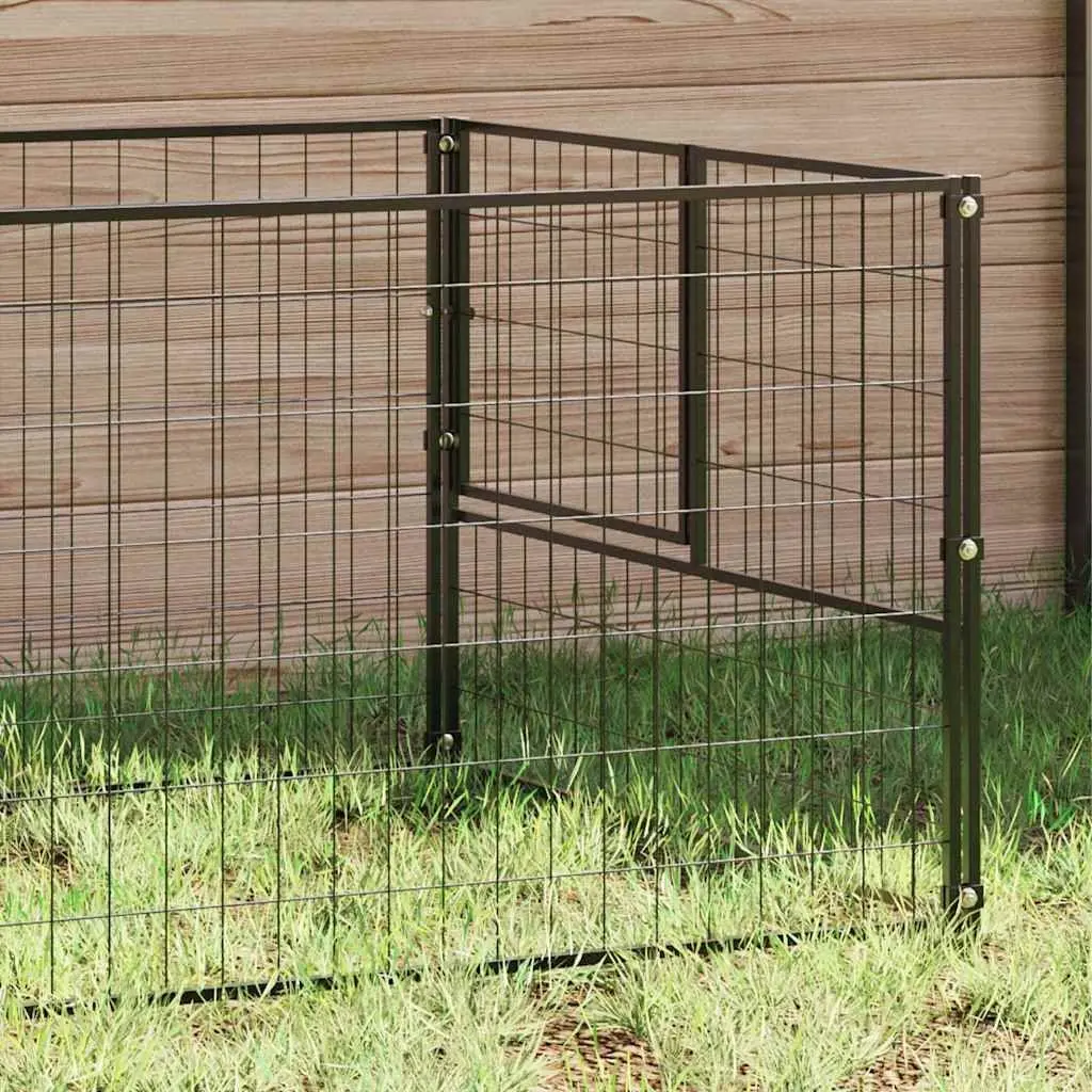 Dog Kennel Outdoor Enclosure 5 m² Steel Wire Mesh Black Pet Cage Run Play Area