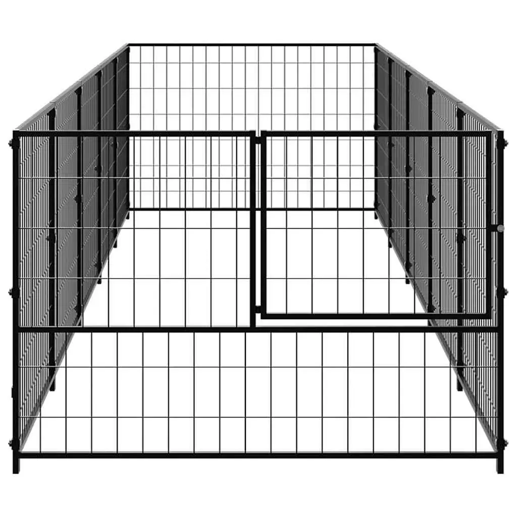 Dog Kennel Outdoor Enclosure 5 m² Steel Wire Mesh Black Pet Cage Run Play Area