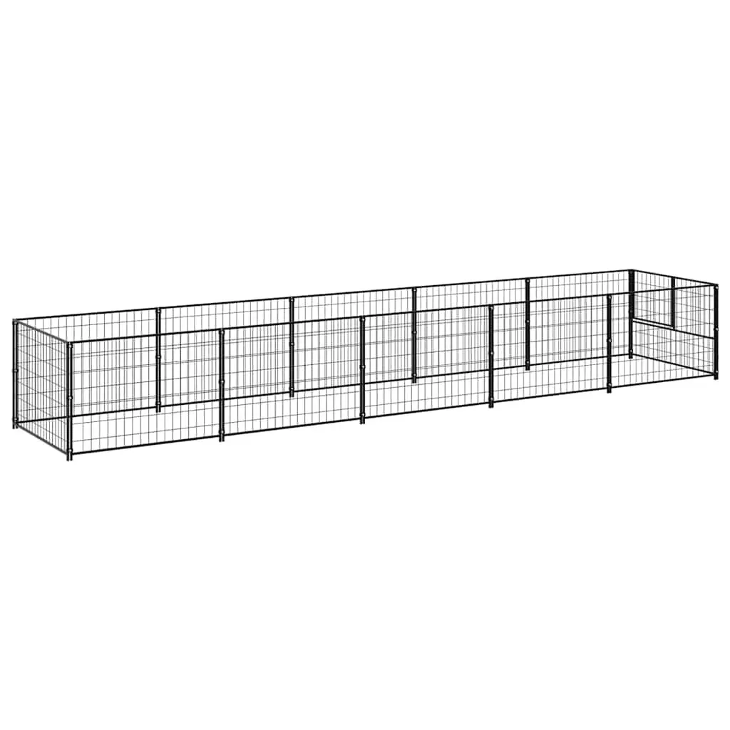 Dog Kennel Outdoor Enclosure 5 m² Steel Wire Mesh Black Pet Cage Run Play Area