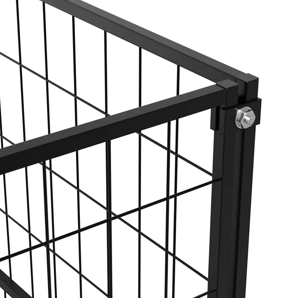 Dog Kennel Outdoor Enclosure 5 m² Steel Wire Mesh Black Pet Cage Run Play Area